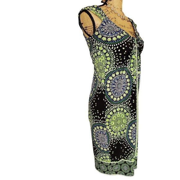 Women's Sleeveless Dress 4 Geometric Midi Sexy Chic Vibrant Stretch Y2K - Picture 4 of 8